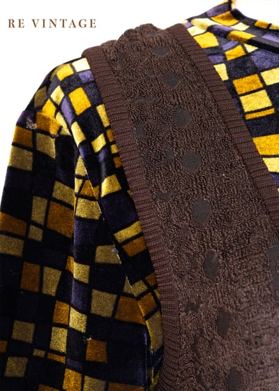 Yellow Brown Gradient 漂亮燒絨小花洋裝/長版背心10