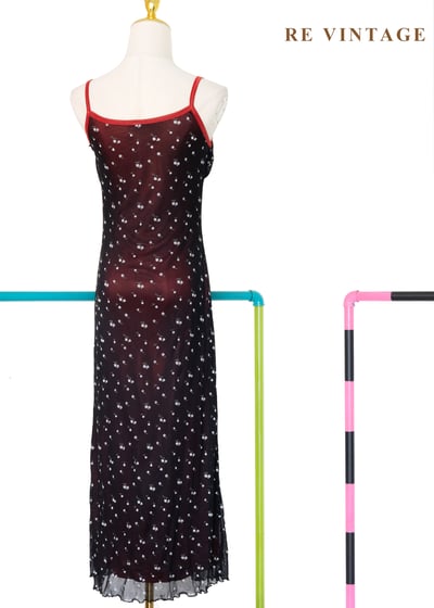 韓國製 - 紅光小花星空細肩帶洋裝10