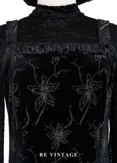 夜幕星軌金線百合黑絨長洋裝3