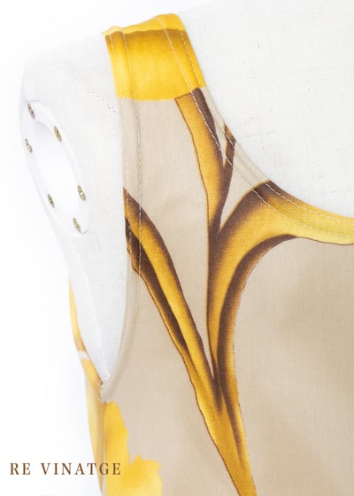 Made in USA - 奶茶色大黃花彈性洋裝11