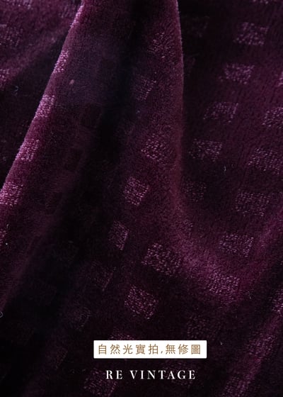 紅酒色格紋絨布洋裝13