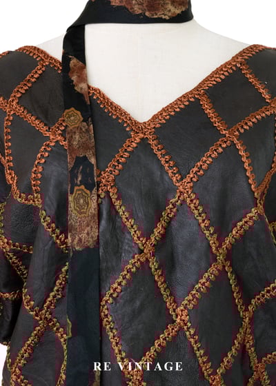 套裝組合 - 深橘鉤織皮菱格飛鼠秀上衣3