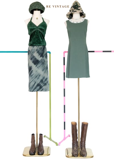 水墨綠迷蹤中長裙（22-29"）2