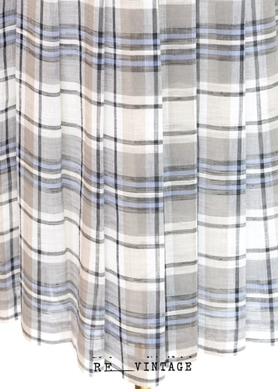 麻料手感的粉筆藍灰色格紋百褶裙4