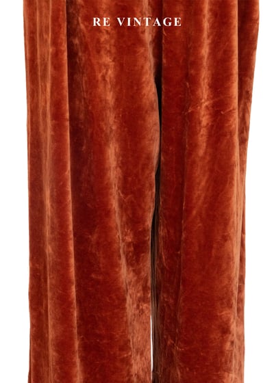 紅調暖橘色高腰寬版絨布長褲（24-28"）8