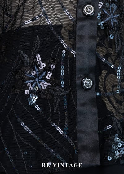 夜色中的黑曜石- 古典亮片刺繡透膚襯衫6