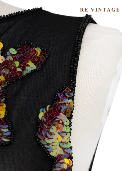 華麗亮片油畫花朵網紗背心8