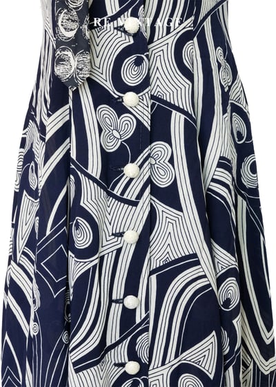 迷幻迴圈 - 深藍流動線條長洋裝7