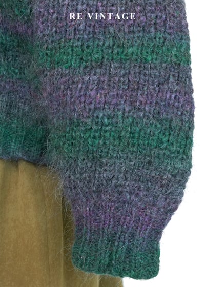 可愛的綠紫色條紋針織外套12