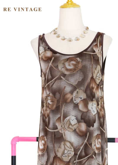 底片裡的暖棕花朵網紗長洋裝3