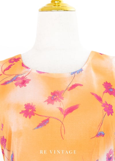 粉橘色の桃紅小花夏日洋裝7