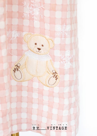 粉紅小熊格紋長洋裝7