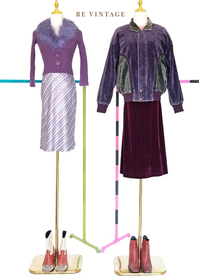 氣質單品 - 葡萄色斜紋緞面及膝裙（26"）2