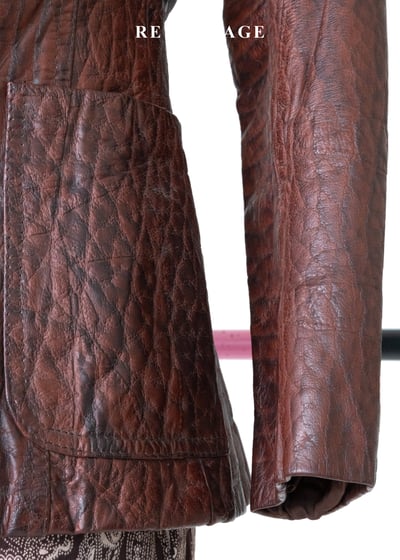 西部獵人 - 酒紅龜裂壓紋皮革外套6