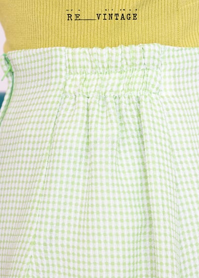 檸檬草綠色格紋小短裙7
