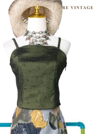 墨綠黃光森林裡的微光私語細肩帶背心1