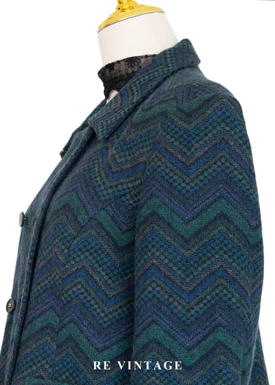 孔雀綠復古鋸齒紋雙排釦西裝外套8