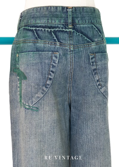 Deep Green 帥氣刷色直筒牛仔褲9