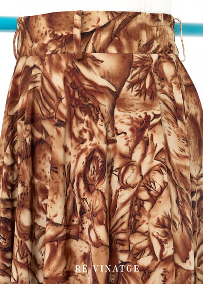 黃棕色樹林圖騰中長裙（24-25")6