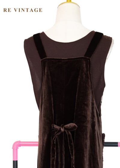 香港製 - 泰迪熊熊深棕毛絨大口袋連身長洋裝13