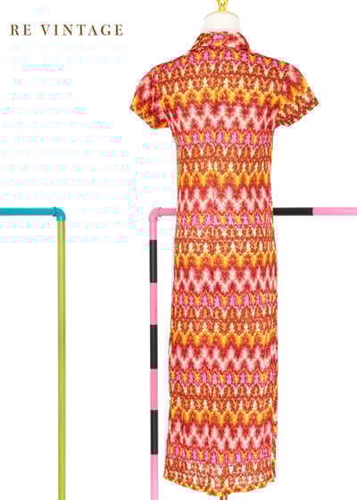 Summer in Paris 粉橘色織品長洋裝9