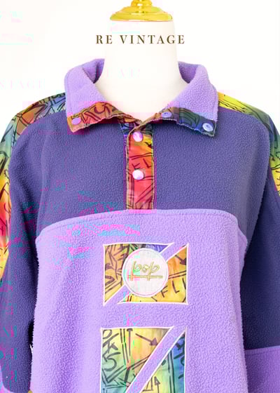 『歐洲寶物』糖果紫拼接搖粒絨帥氣半領運動衫3