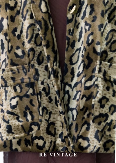 綠棕色野性豹影絨布寬版背心4