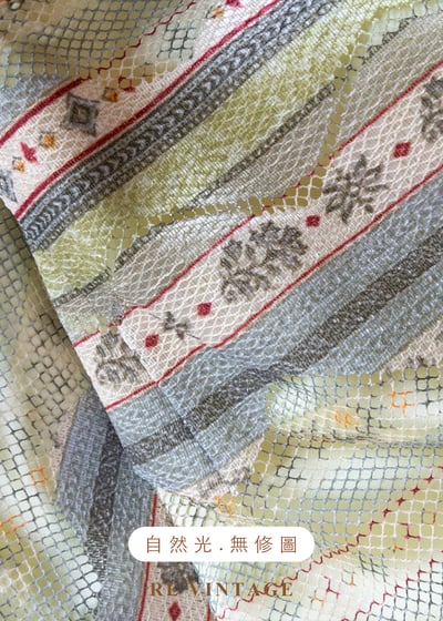 黃綠調春日湖水線條圖騰中長裙（25"）13