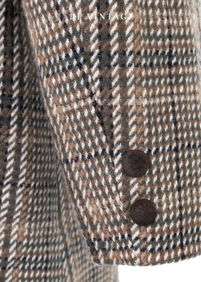 氣質單品 - 日本製 棕綠色的格紋西裝外套12