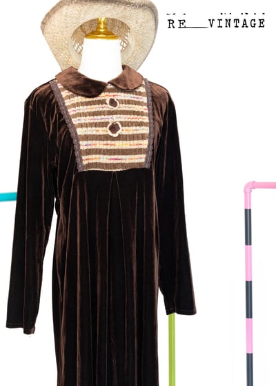 彩虹巧克力工廠絨布長洋裝1