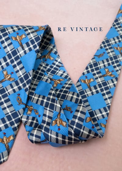 英倫經典狩獵圖騰藍色菱格領帶7