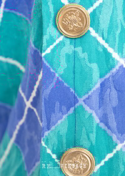 『紐約寶物』藍綠色菱格雙排釦超美上衣5