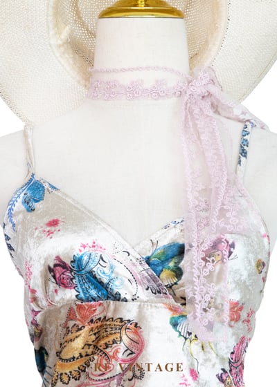 法式慵懶 - 秘境蝴蝶絨布細肩帶背心3