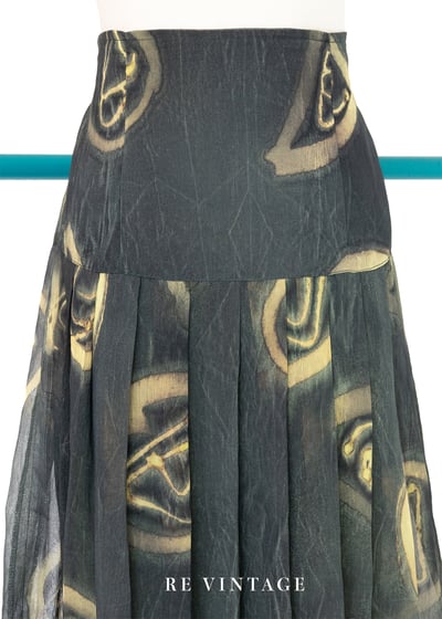 Pine Green 燒畫圖文長裙（27-28"）3
