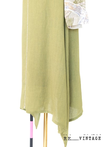 草綠色氣質不規則下擺中長裙8