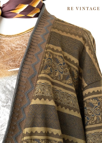 Mustard Yellow Retro print 針織外套14