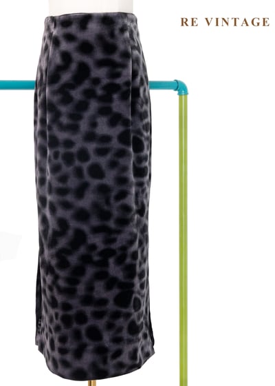 經典獸紋神秘紫灰色絨布長裙（27"）1