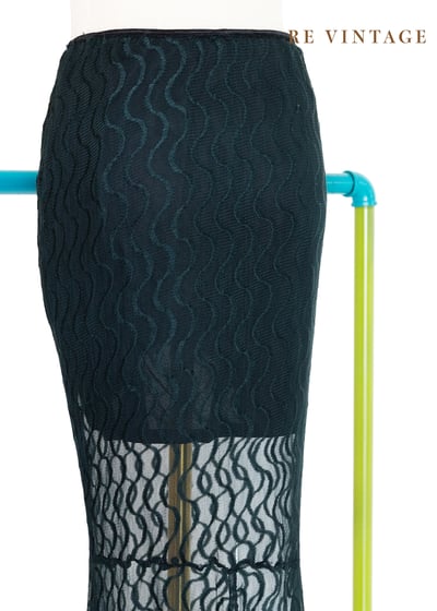 綠黑色波紋透膚美美長裙（23-30"）11