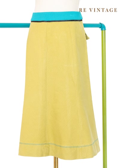 漂亮的芥末黃對比拼接中長裙（26"）5
