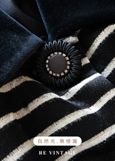 條紋狂想曲排釦黑絨洋裝17