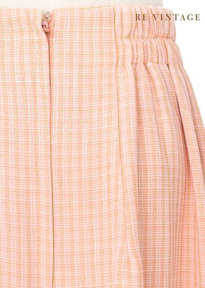 鮭魚粉橘色小格紋氣質長裙（28-32"）9