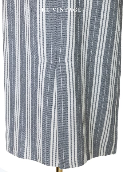 摩登序曲 - 奶油灰粗細條紋排扣直筒裙（25"）8