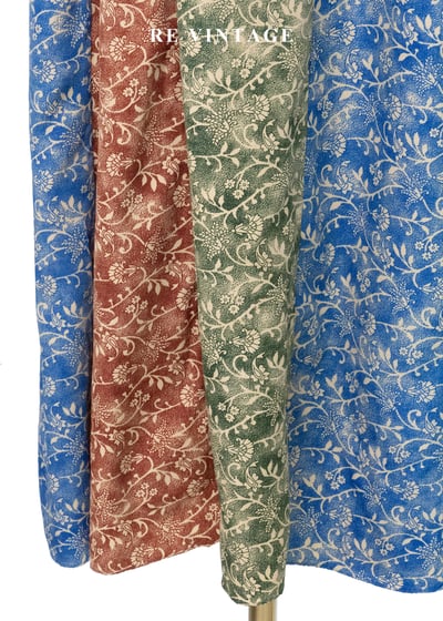 色彩拼圖古典花卉與植物蔓草圖騰花卉長裙（28"）9