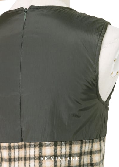 Moss Echo 格紋與尼龍拼接迷人洋裝10