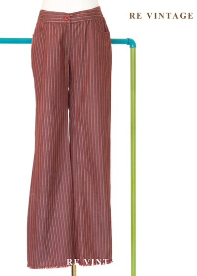 鐵鏽紅線條抽鬚長褲（26"）1