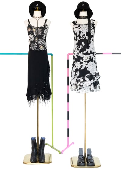 復古大花黑白氣質洋裝2