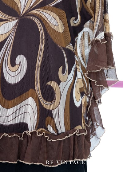 日本製 - 普普印花網紗小蝴蝶袖上衣4