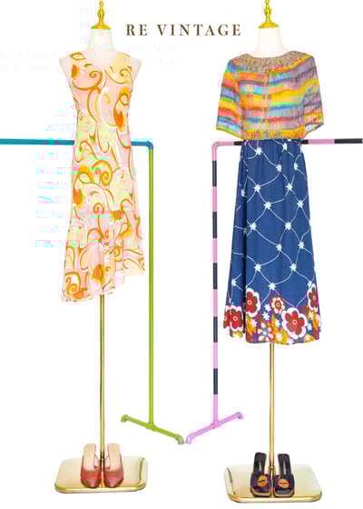 粉橘色浪漫印花洋裝3