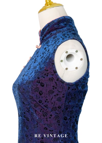 夜藍錦書紫蘭紅光迷你洋裝8