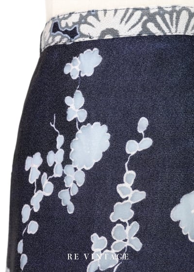 雙色藍韻花影長裙（26"）5